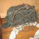 metal with wood handle wine rack