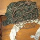 metal with wood handle wine rack