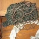 metal with wood handle wine rack