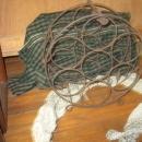metal with wood handle wine rack