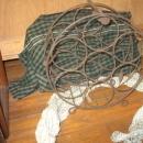 metal with wood handle wine rack