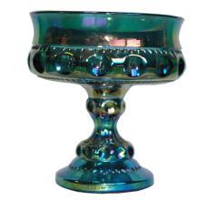 Kings Crown Blue Carnival Glass Candy Dish