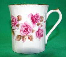 Royal Heritage Bone China Gold Trim Mug with Pink Roses