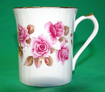 Royal Heritage Bone China Gold Trim Mug with Pink Roses