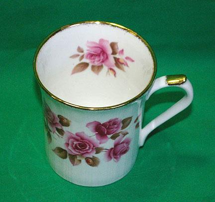 Royal Heritage Bone China Gold Trim Mug with Pink Roses