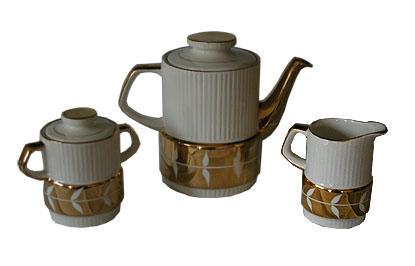 Gibsons Retro White and Gold Tea Pot Set