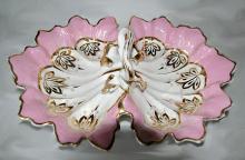 Vintage Porcelain Shabby Chic Candy Dish Double Sided With Ornate Handle