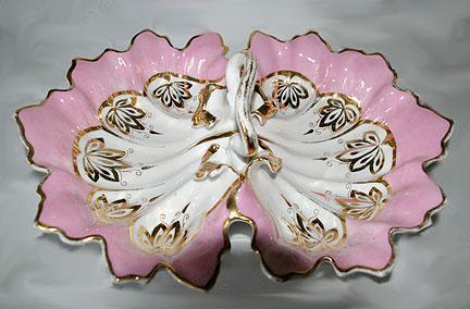 Vintage Porcelain Shabby Chic Candy Dish Double Sided With Ornate Handle