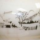 Currier & Ives White Oil Lamp - Pair