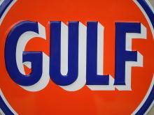 OUR LARGEST GULF GAS & OIL SIGN // TOP QUALITY LOW SHIPPING COST