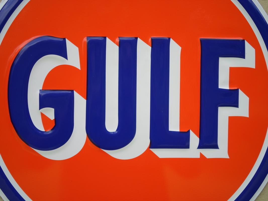 OUR LARGEST GULF GAS & OIL SIGN // TOP QUALITY LOW SHIPPING COST