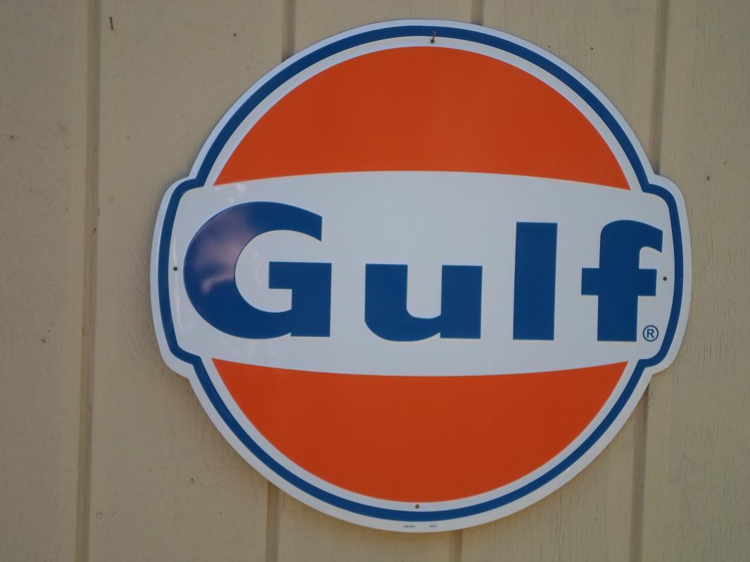 OUR LARGEST NEW GULF GAS & OIL SIGN // TOP QUALITY