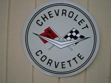 OUR LARGEST CHEVROLET CORVETTE SERVICE GARAGE METAL SIGN // MADE IN USA