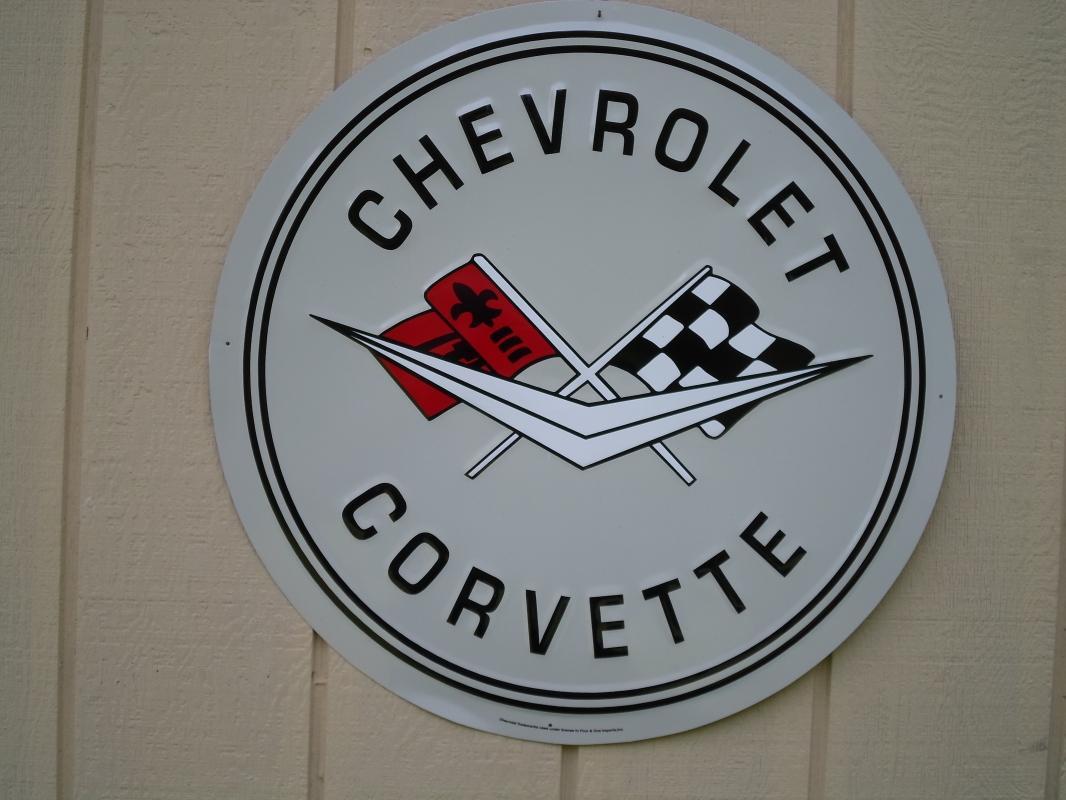 OUR LARGEST CHEVROLET CORVETTE SERVICE GARAGE METAL SIGN // MADE IN USA