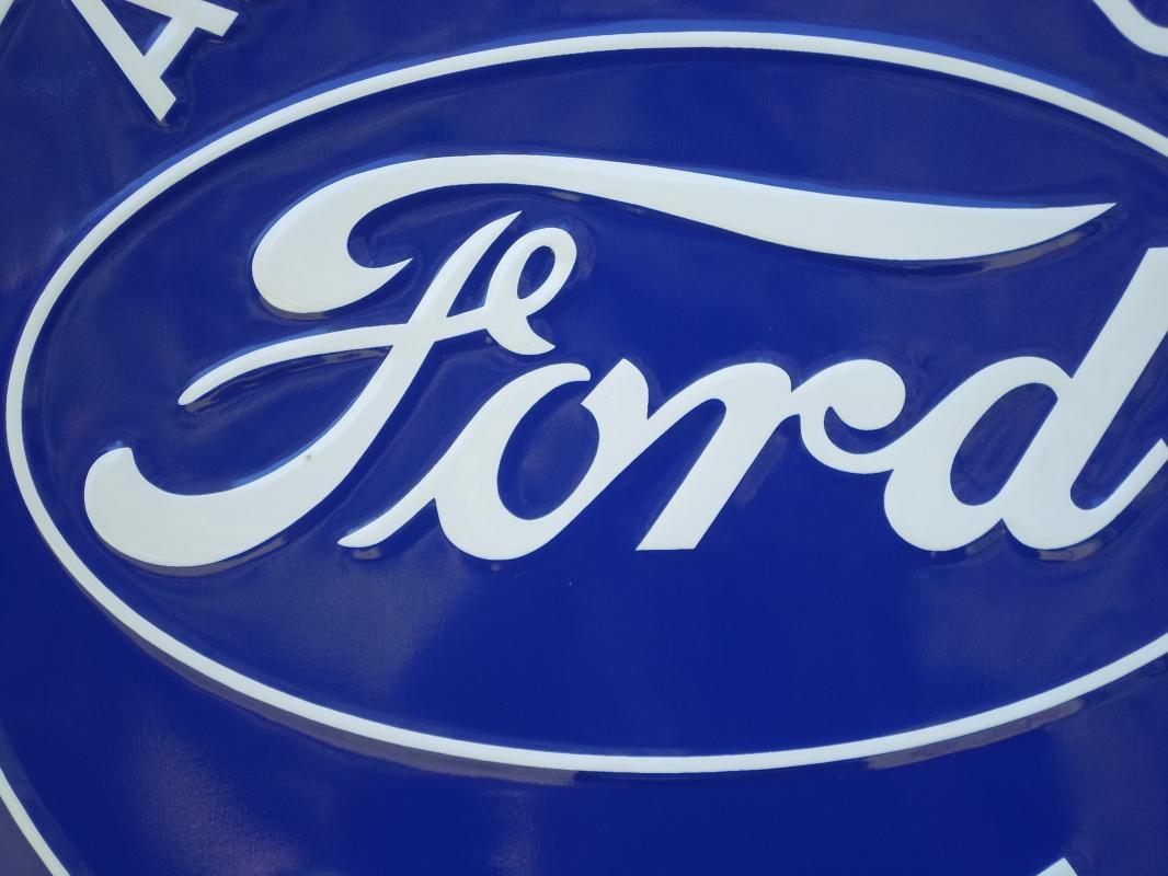 LOT OF FOUR OF OUR LARGEST SIGNS, TWO FORDS & TWO MUSTANGS - FREE SHIPPING
