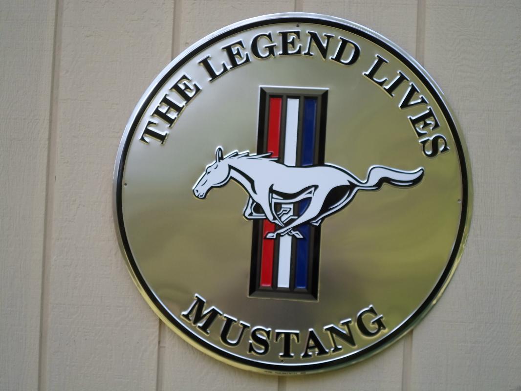 LOT OF FOUR OF OUR LARGEST SIGNS, TWO FORDS & TWO MUSTANGS - FREE SHIPPING