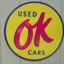 LOT OF FOUR OF OUR LARGEST SIGNS, CHEVROLET, CORVETTE & OK USED CARS - FREE SHIPPING