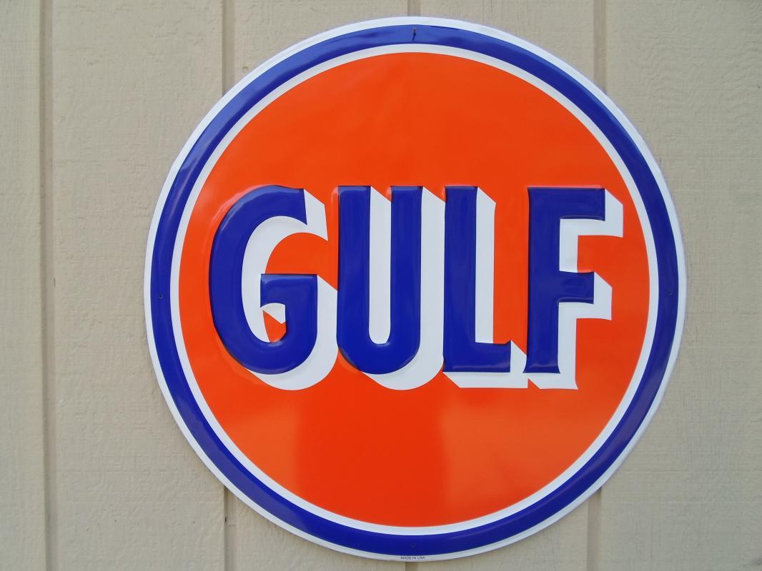 LOT OF ALL ( 3 ) OF OUR LARGEST GAS & OIL SIGNS, MOBIL - SINCLAIR & GULF - FREE SHIPPING