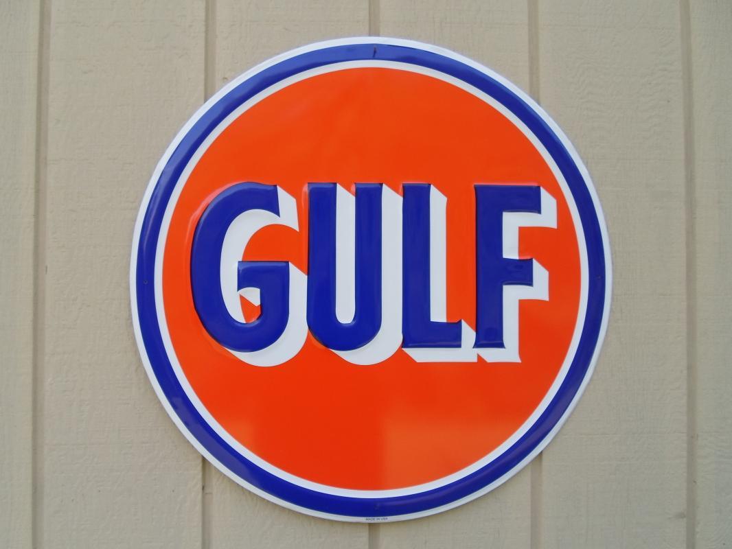 LOT OF ALL ( 7 ) OF OUR LARGEST GAS & OIL SIGNS, MOBIL - ESSO & GULF - FREE SHIPPING