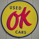 LOT OF THREE OF OUR LARGEST GENERAL MOTORS OK USED CARS SIGNS - GREAT FOR CAR LOT DISPLAYS- FREE SHIPPING
