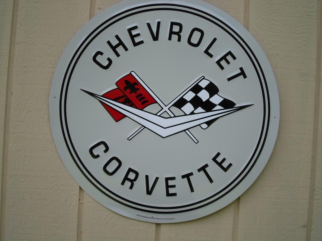 LOT OF THREE OF OUR LARGEST GENERAL MOTOR CHEVROLET CORVETTE SIGNS -- FREE SHIPPING