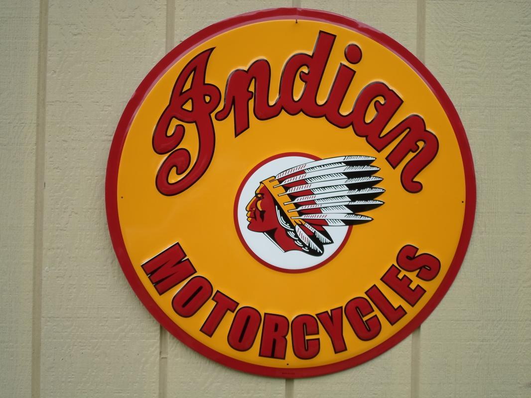 OUR LARGEST INDIAN MOTORCYCLE SIGN -