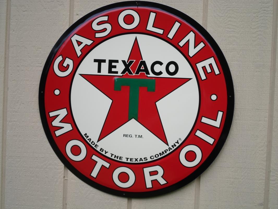 LOT OF 3 OF OUR LARGEST GULF - MOBIL and TEXACO GASOLINE & OIL SIGN -