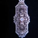 Stunning Art-Deco Diamond, 14K White Gold Filigree Lavaliere Necklace, 19