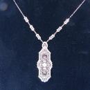 Stunning Art-Deco Diamond, 14K White Gold Filigree Lavaliere Necklace, 19