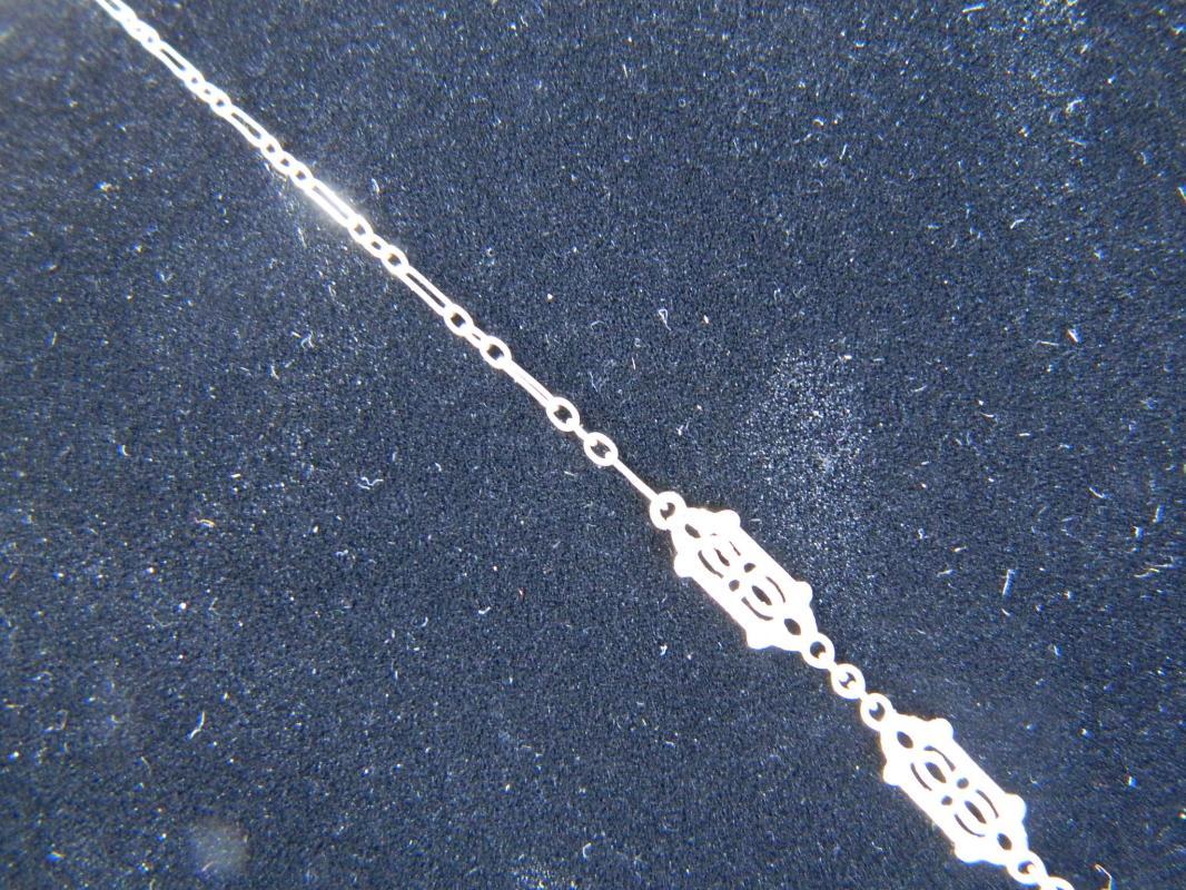 Stunning Art-Deco Diamond, 14K White Gold Filigree Lavaliere Necklace, 19