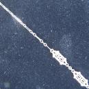 Stunning Art-Deco Diamond, 14K White Gold Filigree Lavaliere Necklace, 19