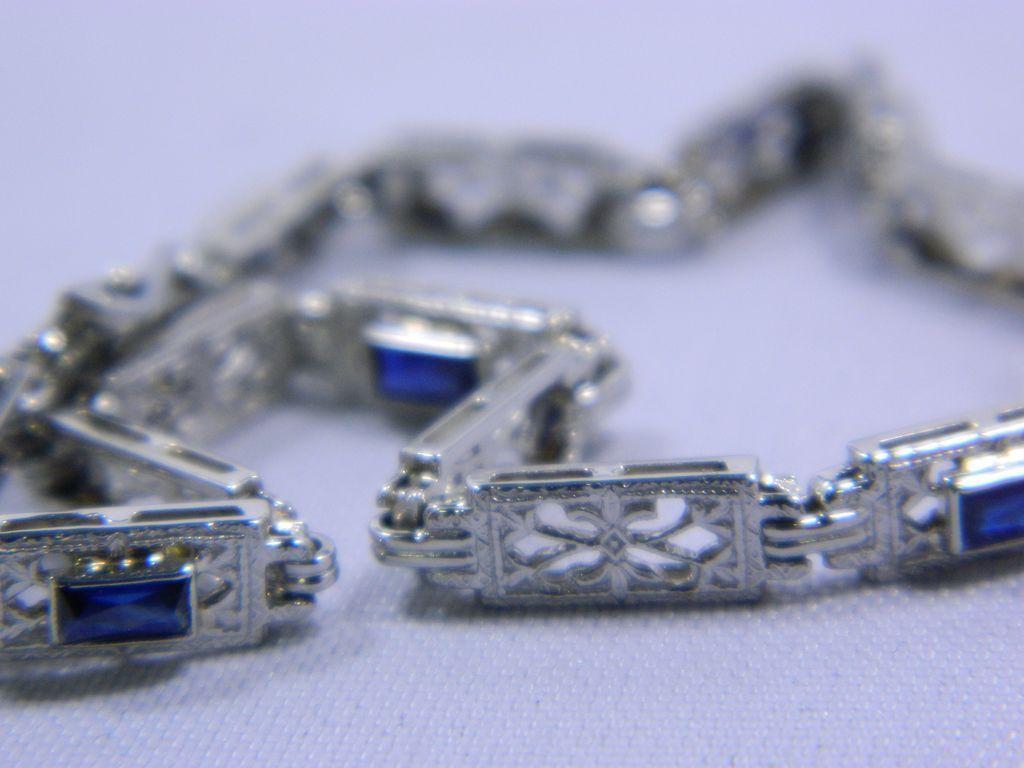 Exquisite Antique 14 Karat White Gold Bracelet-7