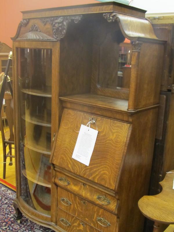 American Oak Side By Side Secretary With Hood
