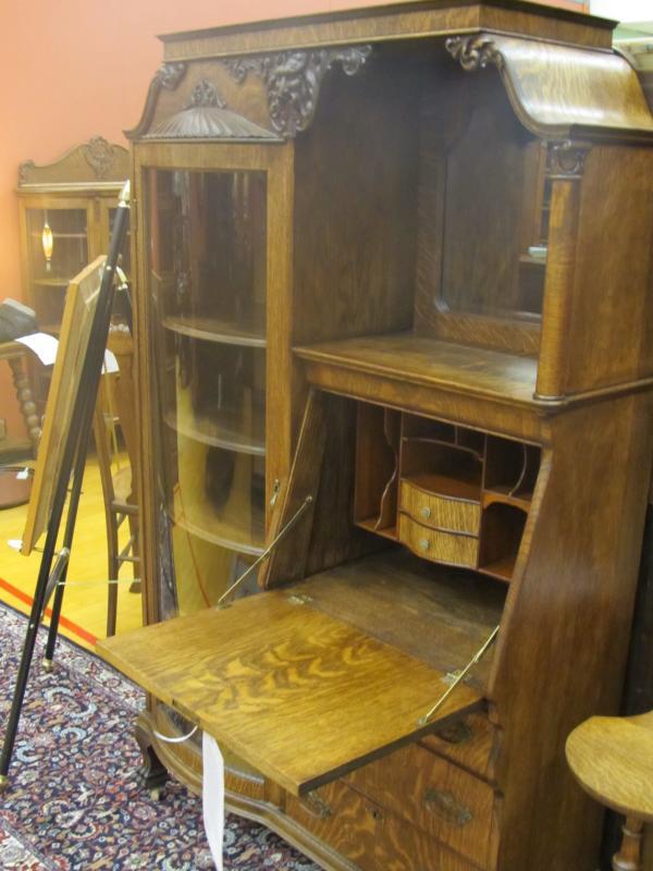 American Oak Side By Side Secretary With Hood