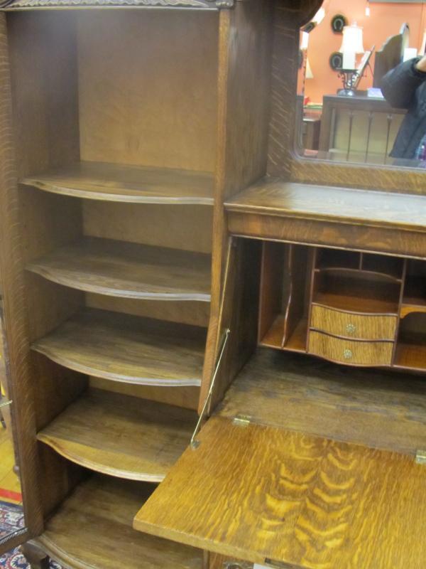 American Oak Side By Side Secretary With Hood