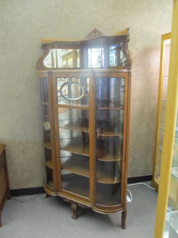 American Oak Corner China Cabinet
