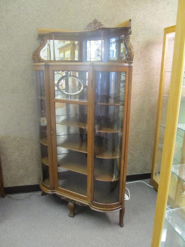 American Oak Corner China Cabinet