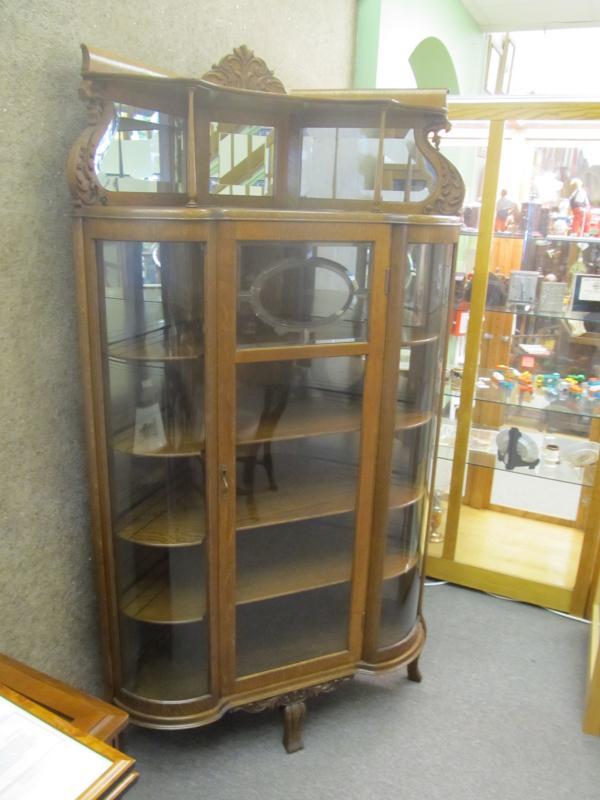 American Oak Corner China Cabinet