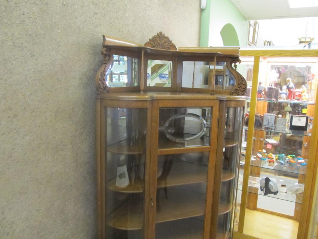 American Oak Corner China Cabinet