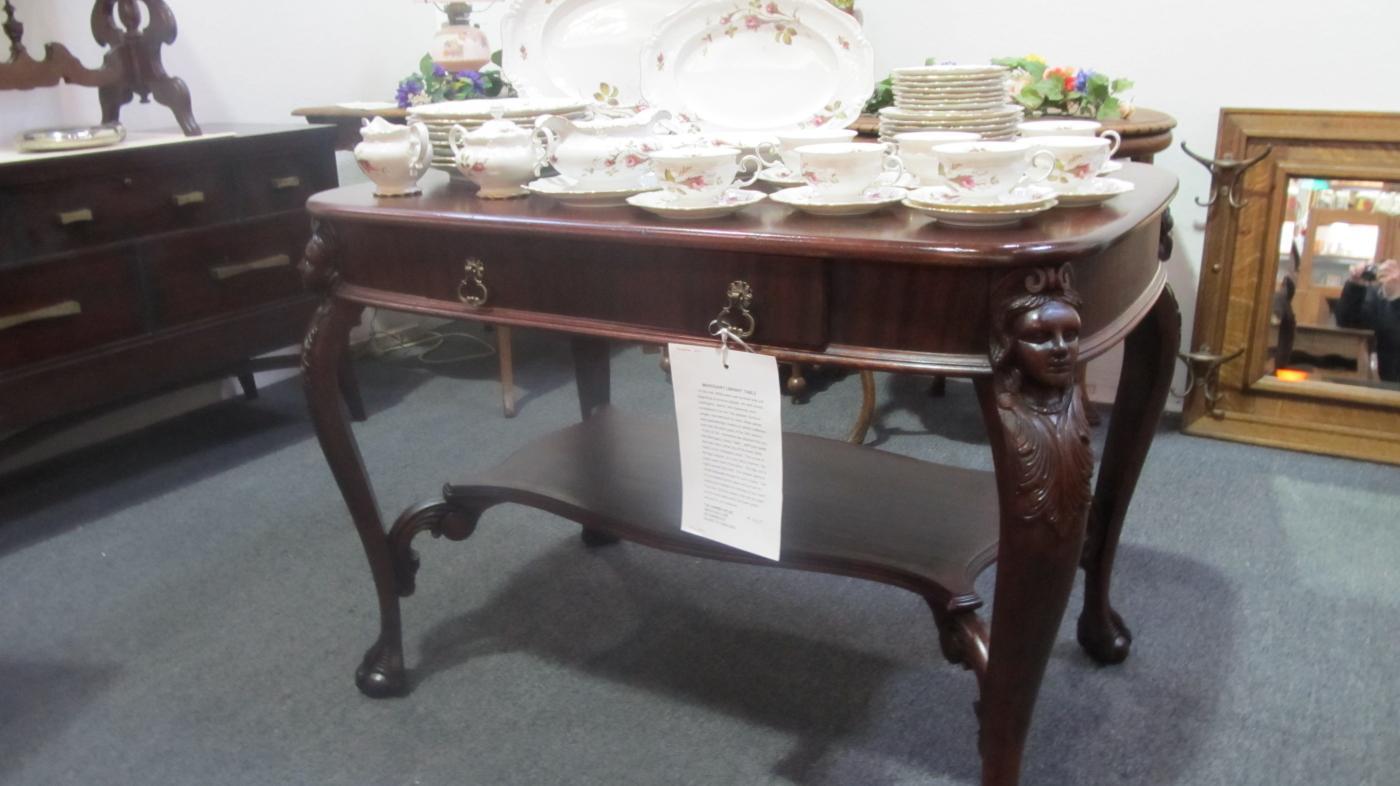 Library Table (Mahogany) With Lady's Heads