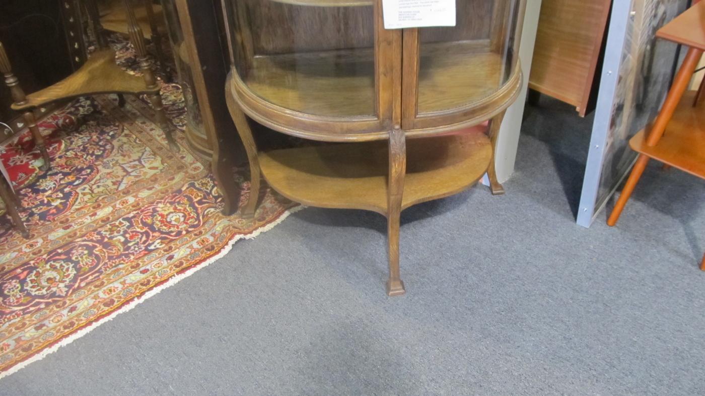 Oak Curved Glass China, Curio Cabinet (small)