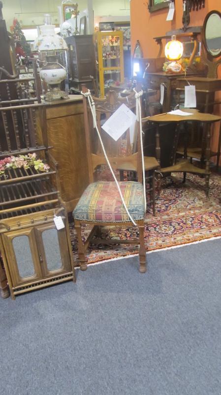 Oak Chairs, Set of 2, Upholstered Seats