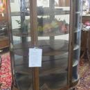 American Oak Curved Glass China/Curio Cabinet (half moon shaped mirror crown)
