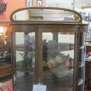 American Oak Curved Glass China/Curio Cabinet (half moon shaped mirror crown)