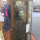 American Oak Curved Glass China/Curio Cabinet (half moon shaped mirror crown)