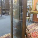 American Oak Curved Glass China/Curio Cabinet (half moon shaped mirror crown)