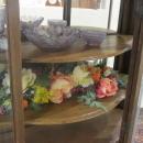 American Oak Curved Glass China/Curio Cabinet (half moon shaped mirror crown)