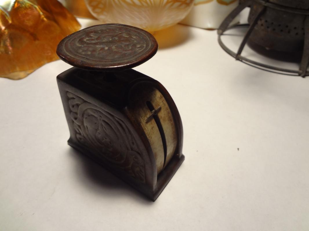 TIFFANY STUDIOS BRONZE ZODIAC PATTERN DESK SCALE LCT - GREAT PATINA- RARE PIECE