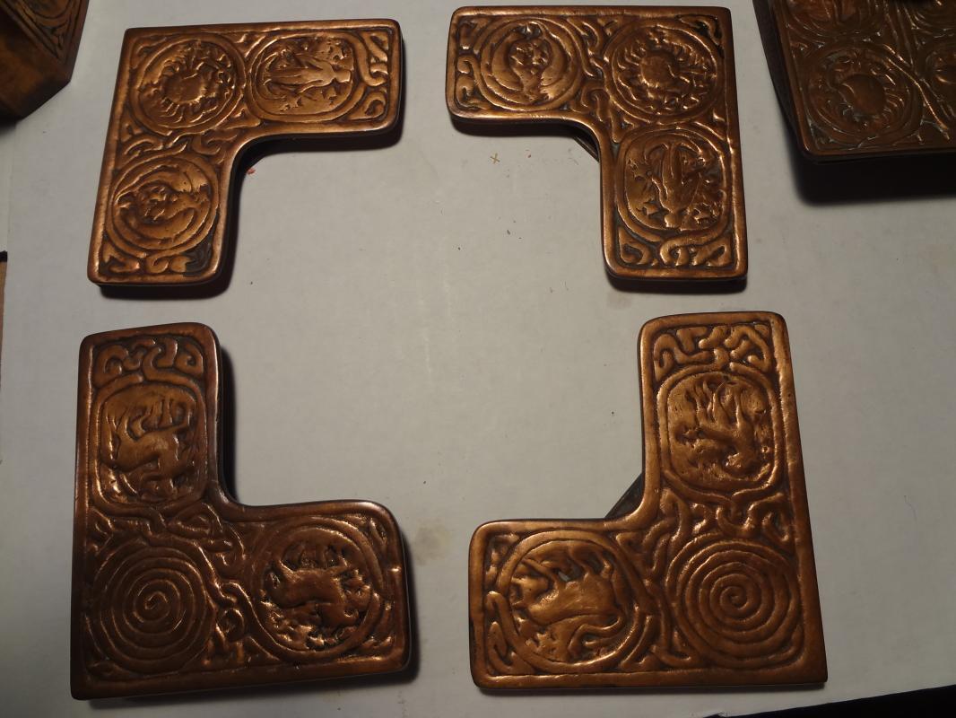 TIFFANY STUDIOS BRONZE ZODIAC PATTERN Blotter Ends (4)