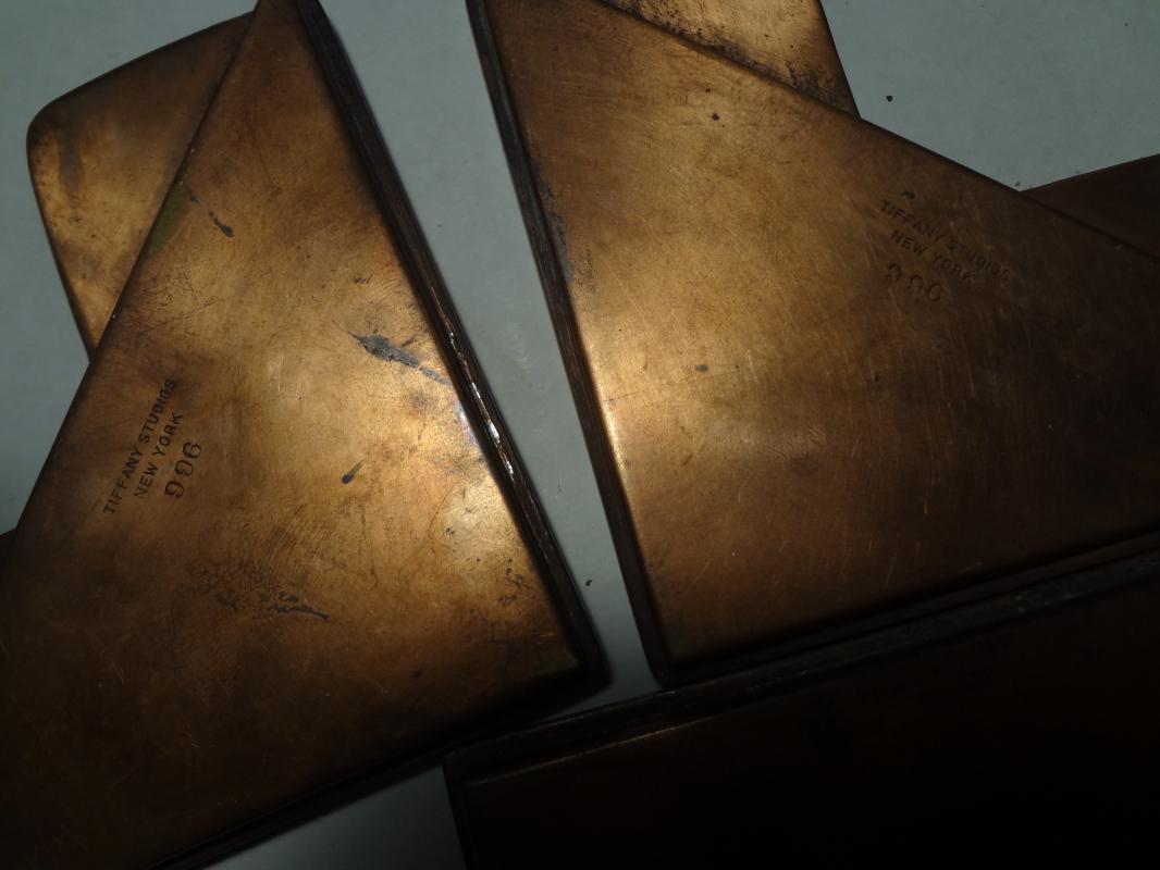 TIFFANY STUDIOS BRONZE ZODIAC PATTERN Blotter Ends (4)
